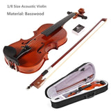 Matte Solid Wood Violin 1/8 Size Gloss Natural Acoustic Violin